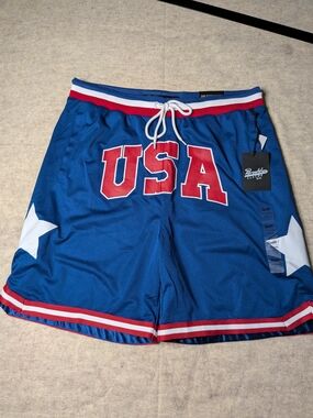 Brooklyn Cloth Blue USA Athletic Shorts with Red & White Accents